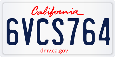 CA license plate 6VCS764