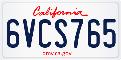 CA license plate 6VCS765