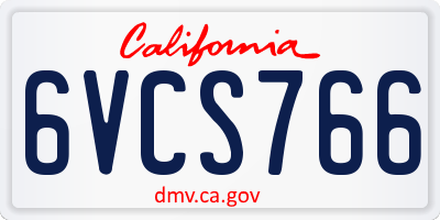 CA license plate 6VCS766