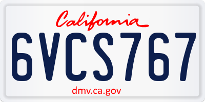 CA license plate 6VCS767