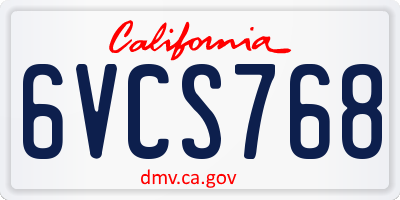 CA license plate 6VCS768