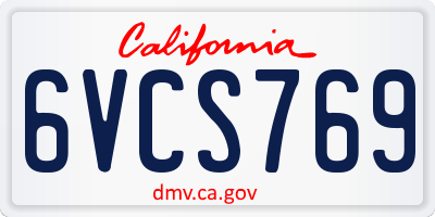 CA license plate 6VCS769