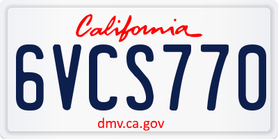 CA license plate 6VCS770
