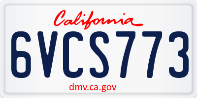 CA license plate 6VCS773