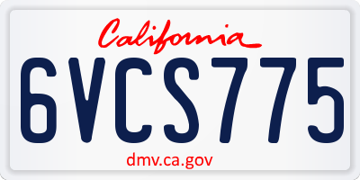CA license plate 6VCS775