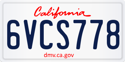 CA license plate 6VCS778
