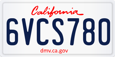 CA license plate 6VCS780