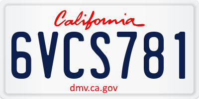 CA license plate 6VCS781