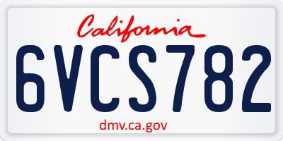 CA license plate 6VCS782