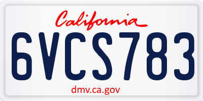 CA license plate 6VCS783
