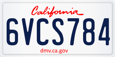 CA license plate 6VCS784