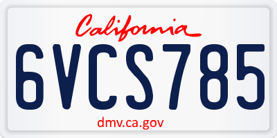 CA license plate 6VCS785