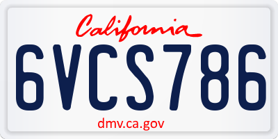 CA license plate 6VCS786