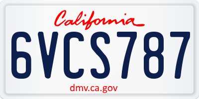 CA license plate 6VCS787