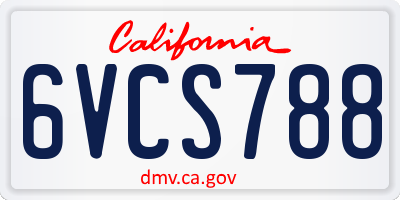 CA license plate 6VCS788