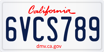 CA license plate 6VCS789