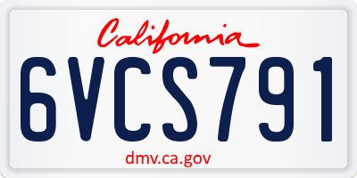 CA license plate 6VCS791