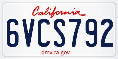 CA license plate 6VCS792