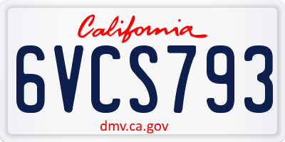 CA license plate 6VCS793