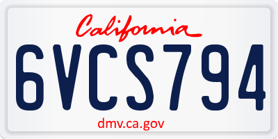 CA license plate 6VCS794
