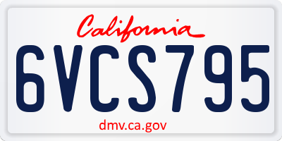 CA license plate 6VCS795