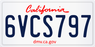 CA license plate 6VCS797