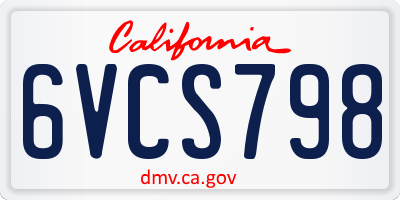 CA license plate 6VCS798