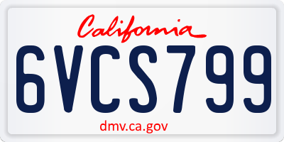 CA license plate 6VCS799