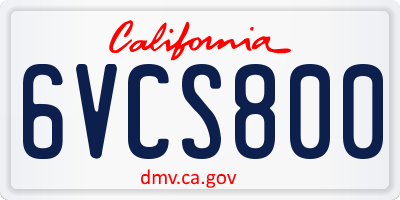 CA license plate 6VCS800