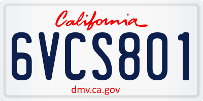 CA license plate 6VCS801