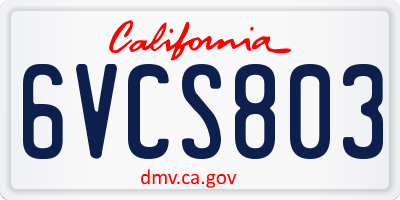 CA license plate 6VCS803