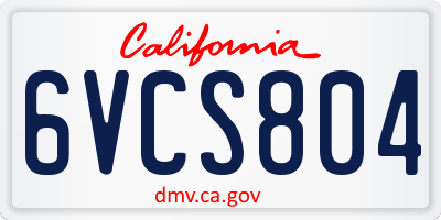 CA license plate 6VCS804