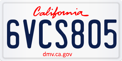 CA license plate 6VCS805