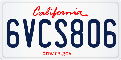 CA license plate 6VCS806