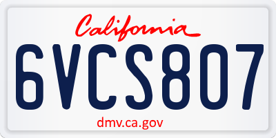 CA license plate 6VCS807