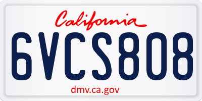 CA license plate 6VCS808