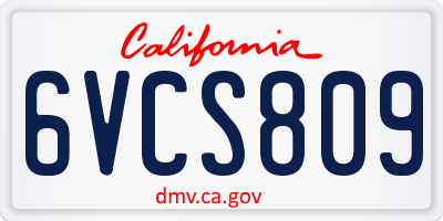 CA license plate 6VCS809