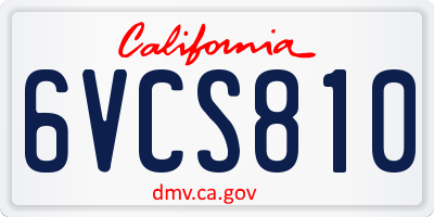 CA license plate 6VCS810