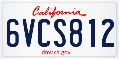 CA license plate 6VCS812