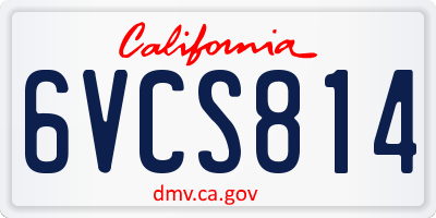 CA license plate 6VCS814