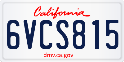 CA license plate 6VCS815