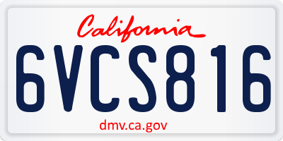 CA license plate 6VCS816