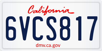 CA license plate 6VCS817
