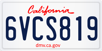 CA license plate 6VCS819