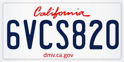 CA license plate 6VCS820