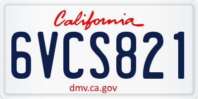 CA license plate 6VCS821