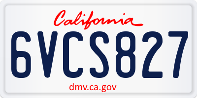 CA license plate 6VCS827