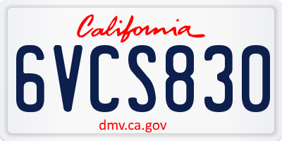 CA license plate 6VCS830