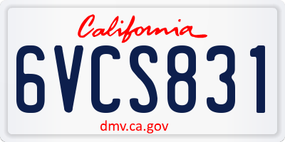 CA license plate 6VCS831