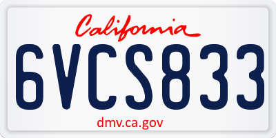 CA license plate 6VCS833